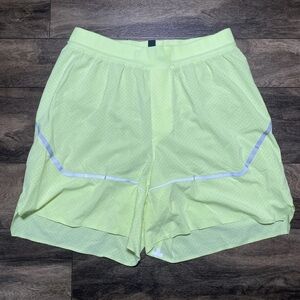 Lululemon Surge Lined 6" Shorts Men's Small Yellow Limited Perforated Reflective